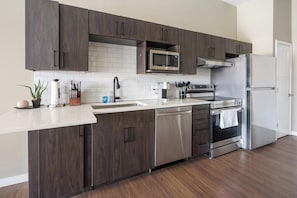 Fridge, dining tables