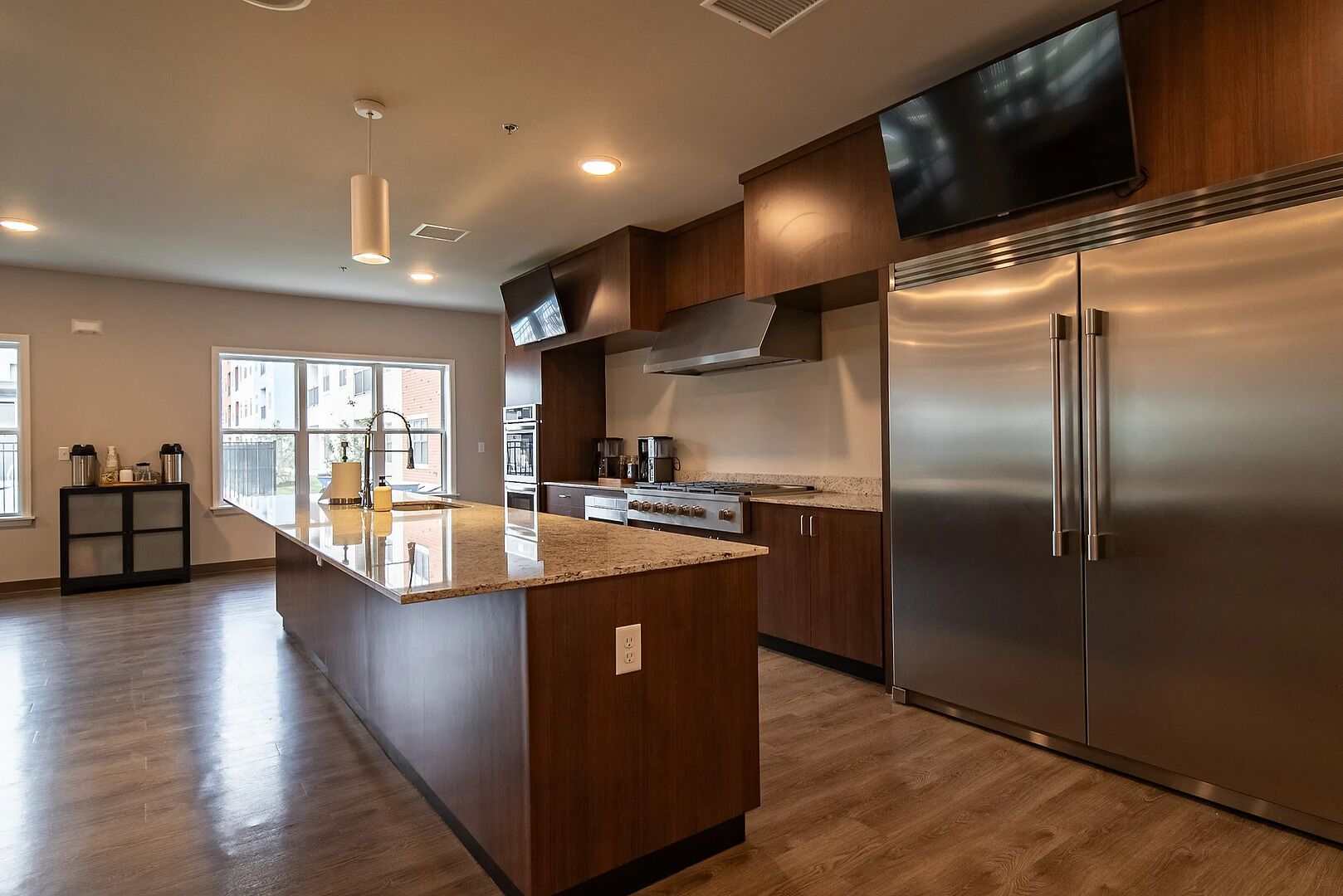 Fridge, dining tables