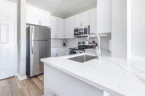 Fridge, dining tables