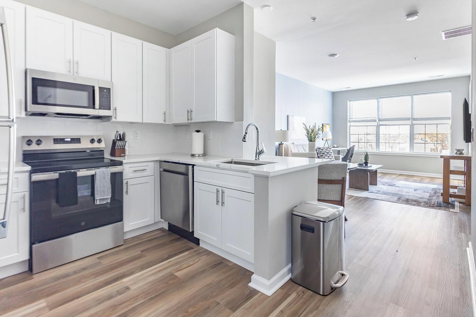 Fridge, dining tables