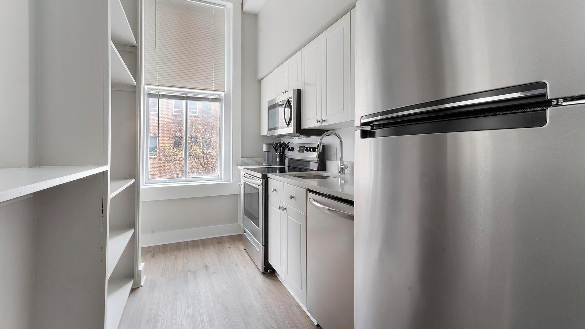 Fridge, dining tables