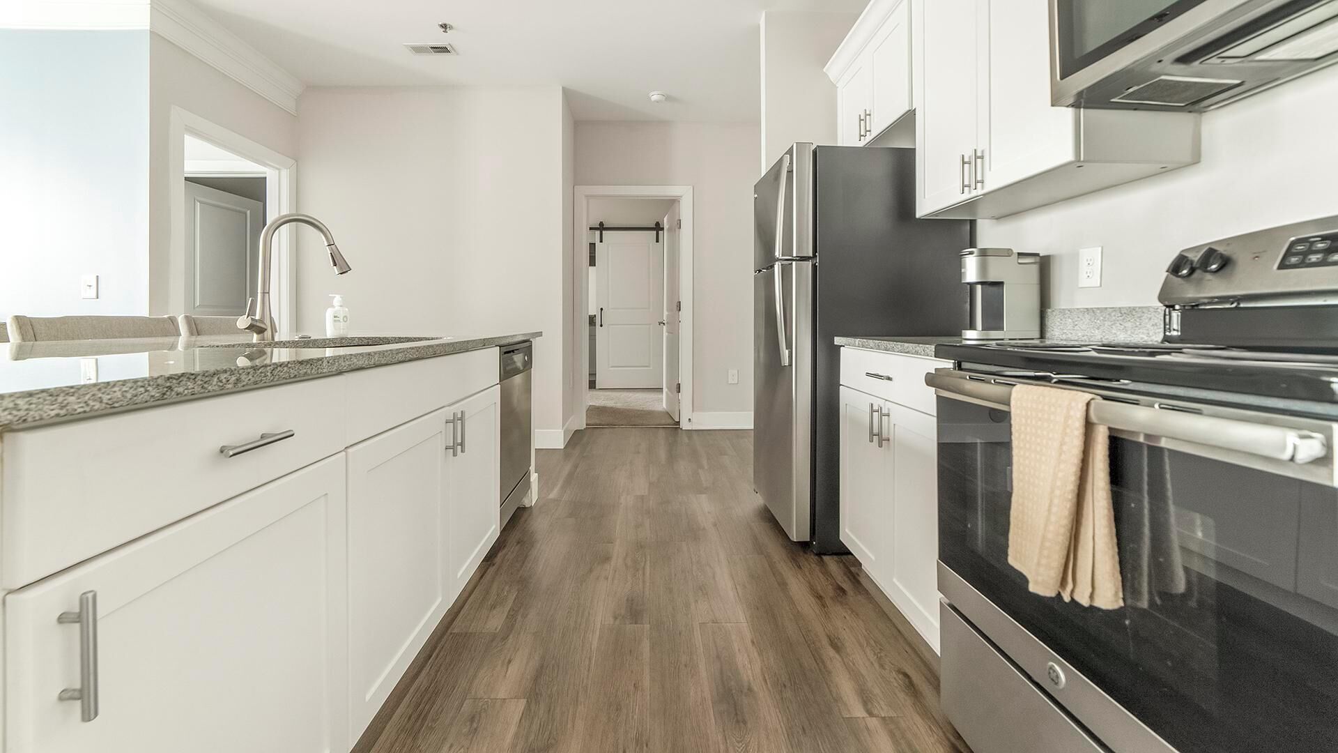 Fridge, dining tables