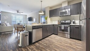 Fridge, dining tables