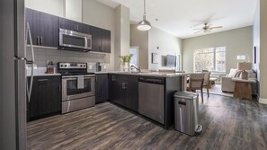 Fridge, dining tables