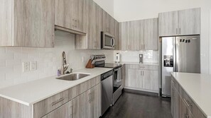 Fridge, dining tables
