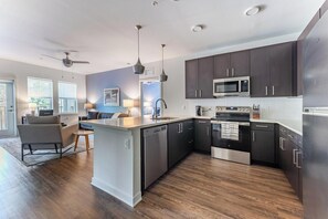 Fridge, dining tables