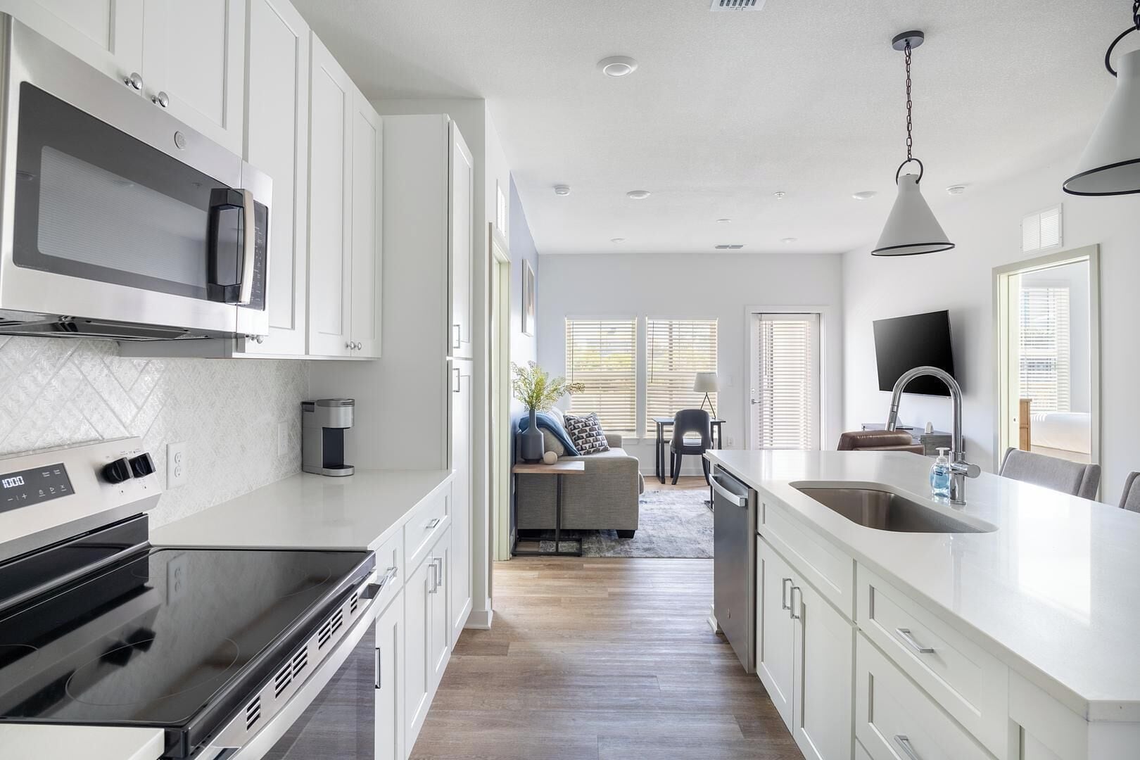 Fridge, dining tables