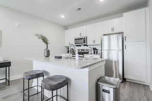 Fridge, dining tables