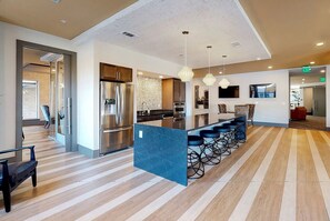 Fridge, dining tables - Landing | Stunning 2BD, Courtyard, Gym (Decatur)