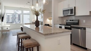 Fridge, dining tables - Landing | Stunning 1BD, Clubhouse, Gym (Longmont)