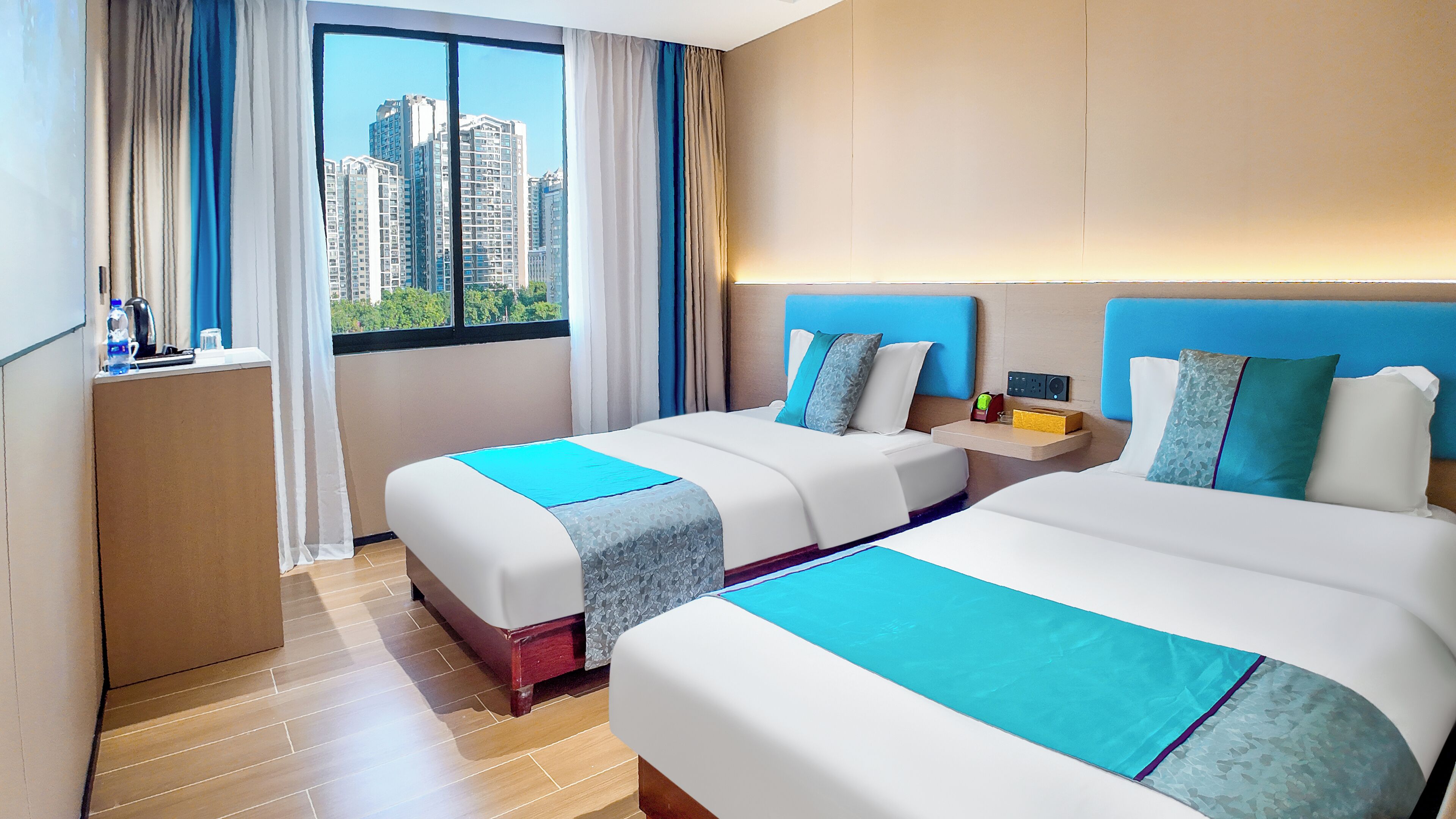 Phòng 2 giường đơn Superior, quang cảnh thành phố | Bàn, truy cập Internet không dây miễn phí 