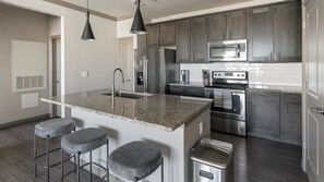 Fridge, dining tables - Landing | Spectacular 1BD (Baytown)