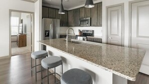 Fridge, dining tables