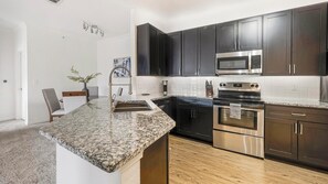 Fridge, dining tables - Landing | Beautiful 2BD, Gym, Courtyard (Austin)