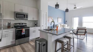 Fridge, dining tables