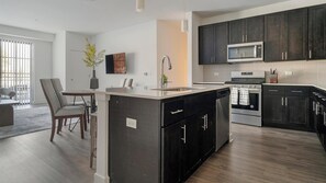 Fridge, dining tables