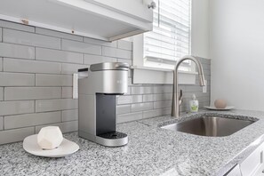 Fridge, dining tables