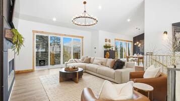 Smart TV, fireplace, video games, table football