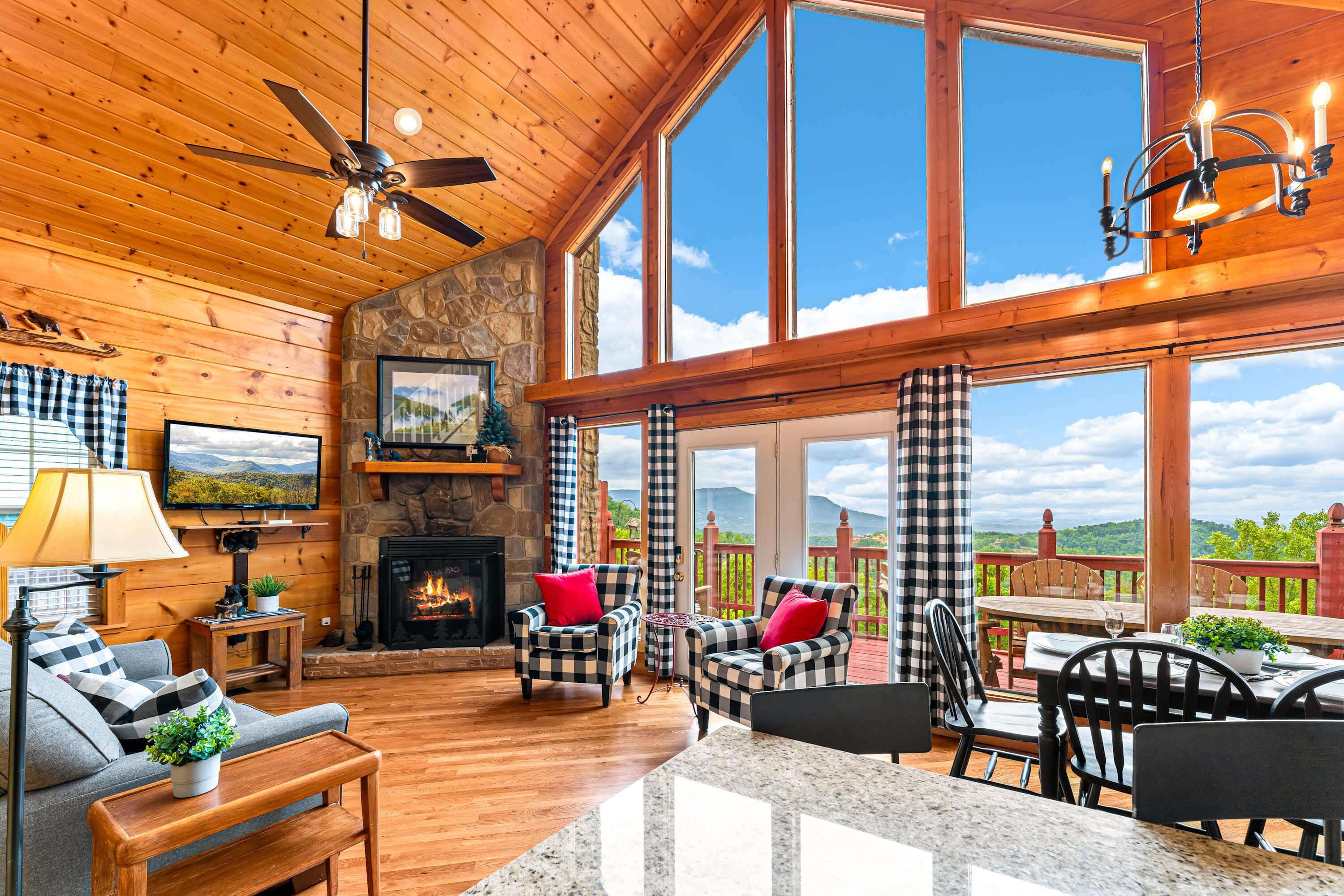 Télévision, cheminée, espaces bureaux