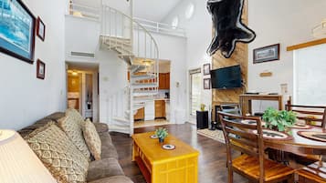 TV, fireplace, offices