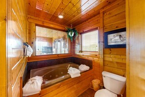 Shower, hair dryer, towels - Charming Cabin, Sleeps 4, Mtn Views, Hot Tub, Games (Pigeon Forge)