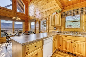 Fridge, microwave, oven, stovetop - Lovely Cabin, Sleep 4, Hot Tub, Mtn Views, Pool Table (Pigeon Forge)