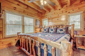 1 bedroom, iron/ironing board, WiFi, bed sheets - 2 Story Homey Cabin, Sleeps 6, Hot Tub, Shared Pool (Pigeon Forge)