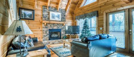 TV, fireplace, DVD player, offices