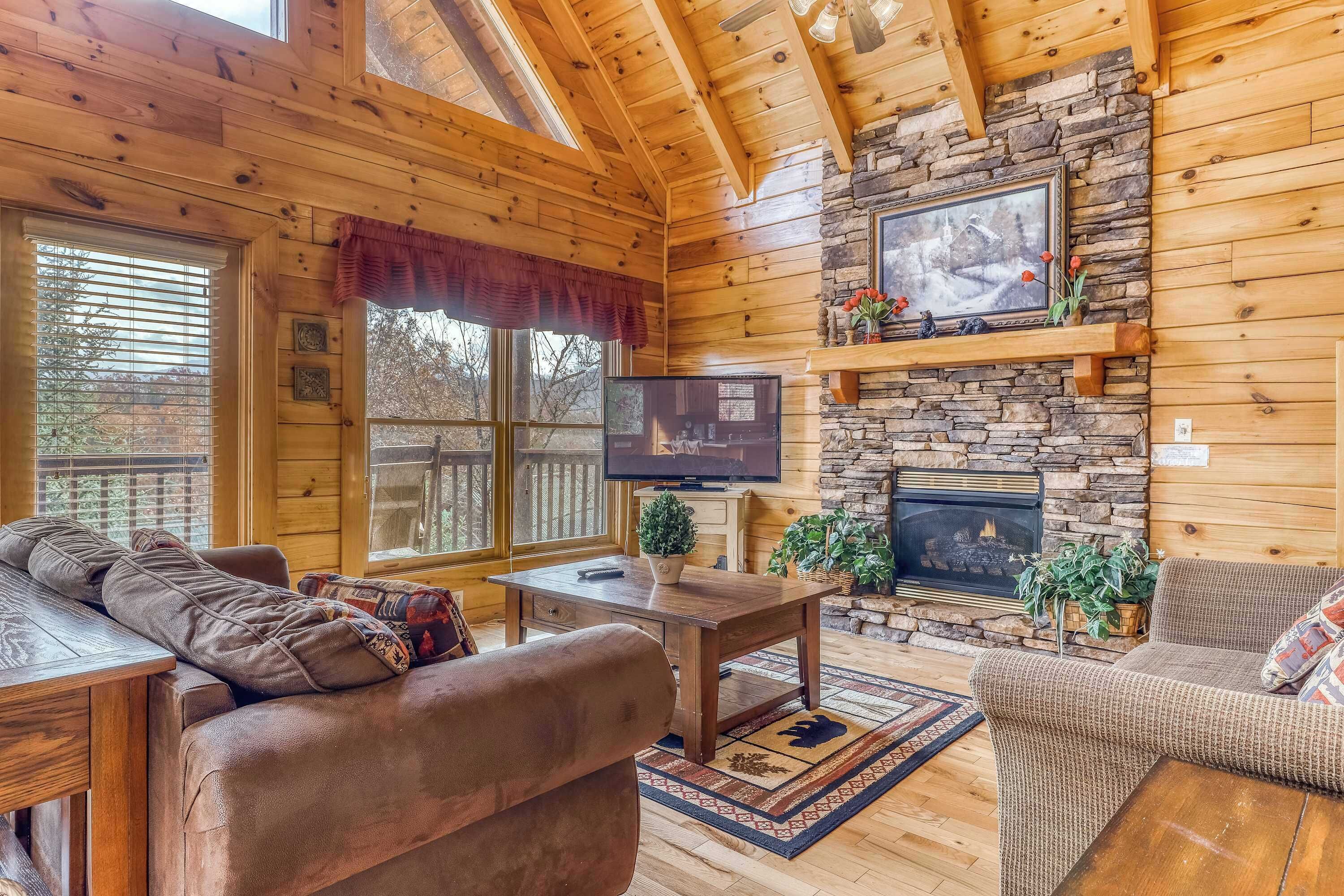 Télévision, cheminée, lecteur de DVD, espaces bureaux