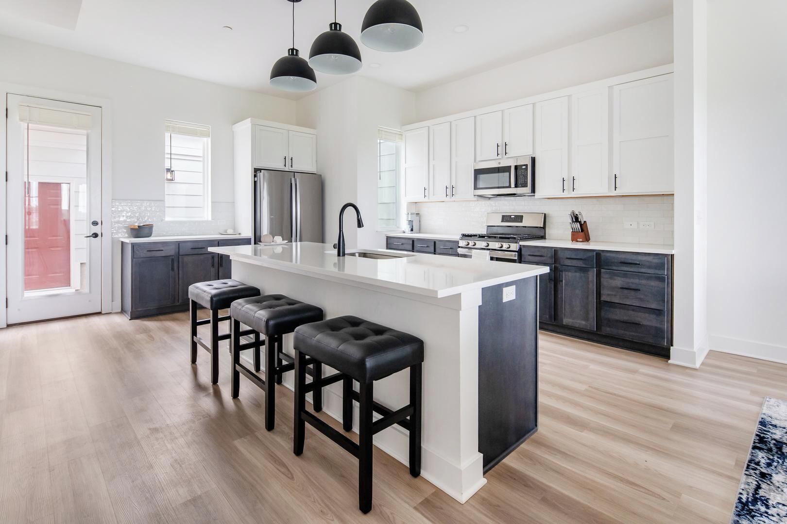 Fridge, dining tables