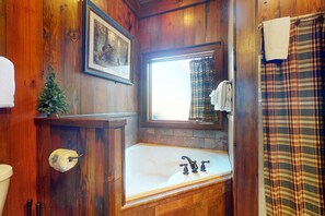 Shower, hair dryer, towels, shampoo - Inviting Cabin, Sleeps 4, Hot Tub, Covered Deck (Sevierville)