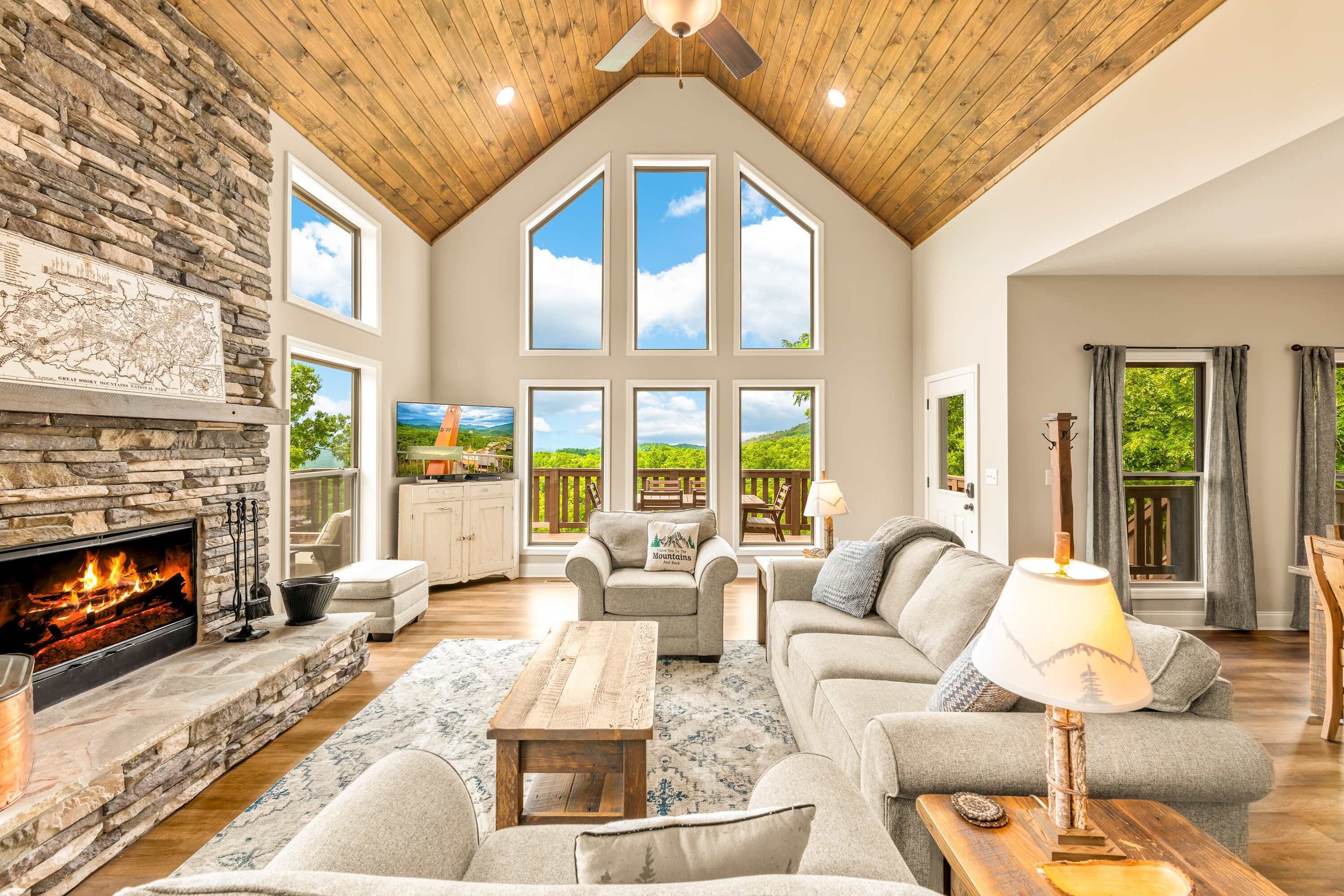 Televisie, een open haard en videospelletjes