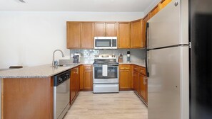 Fridge, dining tables