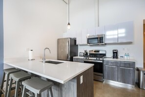 Fridge, dining tables