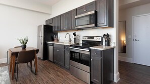 Fridge, dining tables