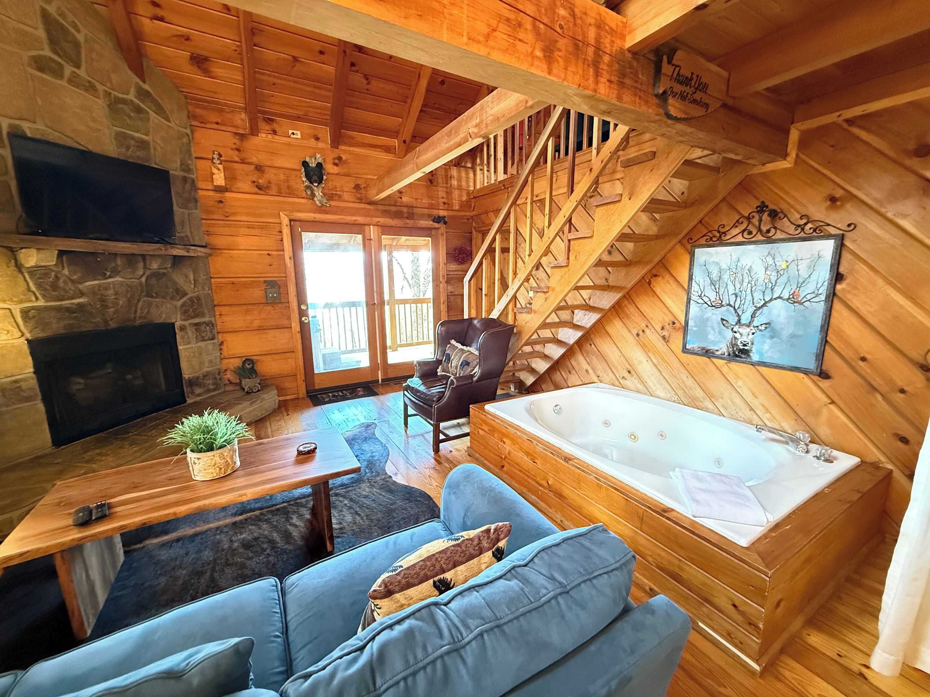 TV, fireplace, offices