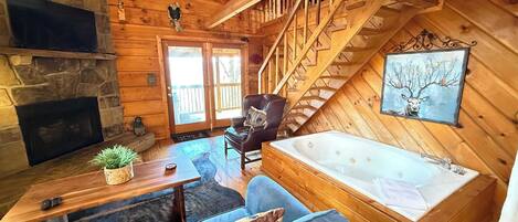 TV, fireplace, offices