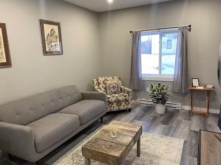 Smart TV, books, stereo. Belmont Stayover