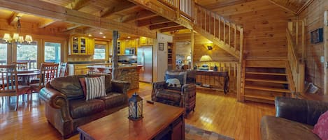 TV, fireplace, DVD player, stereo