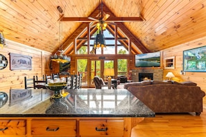 TV, fireplace, offices - Luxury Mtn Retreat W Breathtaking Views, Sleeps 14 (Gatlinburg)