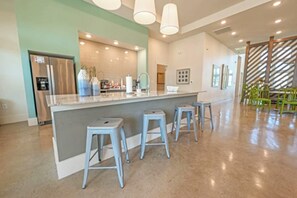 Fridge, dining tables