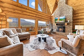 TV, fireplace, DVD player, stereo - 4-Story Cabin, Sleeps 22, Hot Tub, Game, Theater room (Gatlinburg)