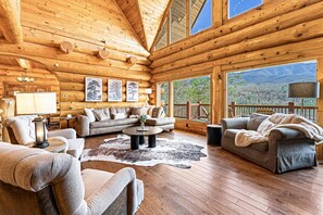 TV, fireplace, DVD player, stereo - 4-Story Cabin, Sleeps 22, Hot Tub, Game, Theater room (Gatlinburg)