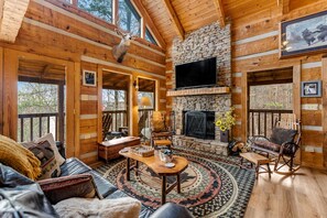 TV, fireplace, DVD player, offices - Secluded Retreat W Mtn Views, Sleeps 6, Hot Tub (Sevierville)