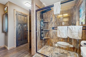 Shower, hair dryer, towels, shampoo - Cozy Lake Front Cabin, Sleeps 4, Dock, Play Yard (Dandridge)