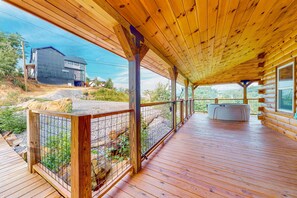 Terrace/patio - Private Hot Tub | Mountain Views | Game Room | 3 Pools | Family-Friendly Smoky Mountain Cabin (Gatlinburg)
