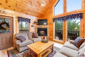 TV, fireplace, DVD player, table football - Grizzly Manor, Sleep 18, Amazing Mtn Views, Hot Tub (Pigeon Forge)
