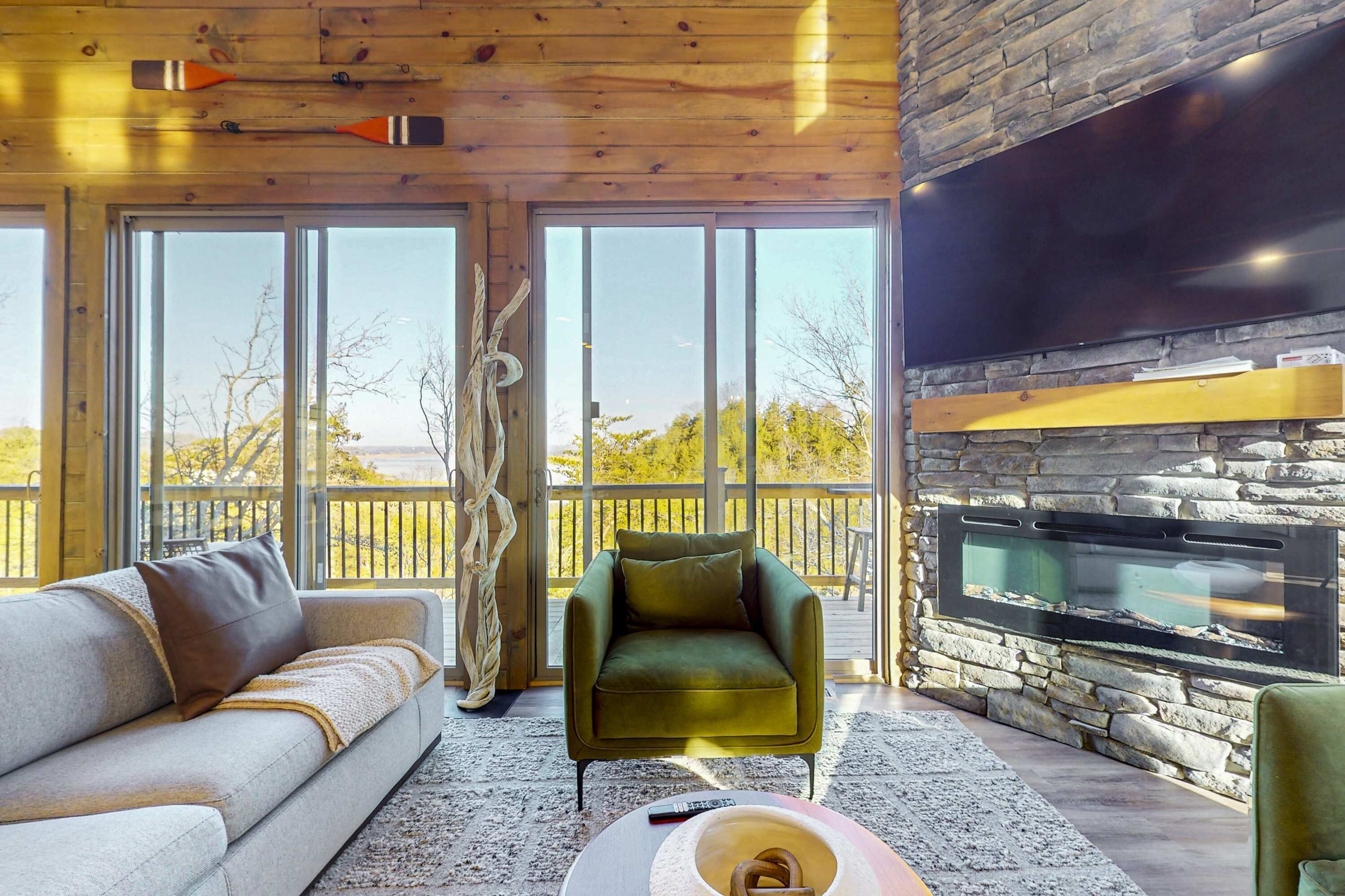 TV, fireplace, table football, offices