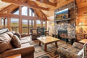 TV, fireplace, table football, offices - Cabin Views, Sleeps 12, Foosball, Theater, Putt-putt (Sevierville)