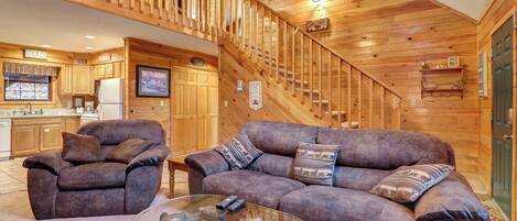 TV, fireplace, DVD player, foosball